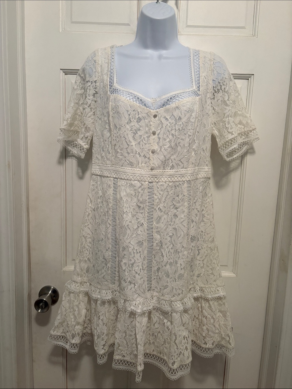 French Connection Ivory Lace Midi Dress Size 10 NWT